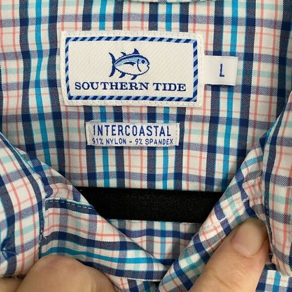 Southern Tide Plaid Long Sleeves Botton Down Shirts Men Size L - Picture 5 of 8